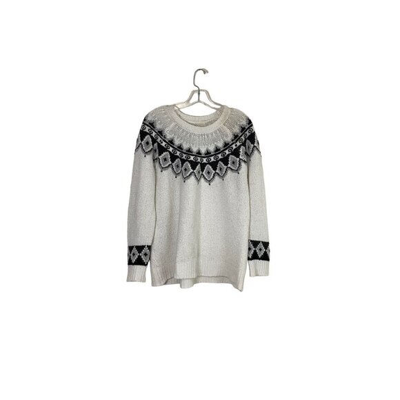 Blair Vintage Knit Sweater White, Gray & Black Fair Isle Pullover Women’s Size M - Picture 9 of 9